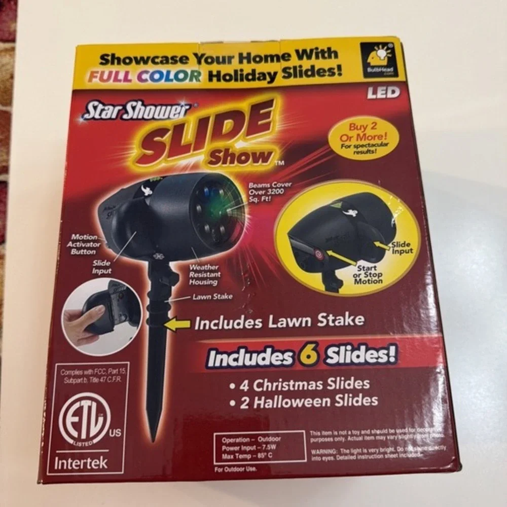 Star Shower Slide Show Christmas &‎ Halloween Light 6 Slides LED New 3832
